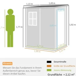 Discount Trädgårdsförråd, 122x149x192/177 cm, Grå Skjul, Garage & Carports