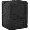 Online Trädgårdskompost - Kompostbehållare - 300 L Kapacitet - 48 Ventilationshål - 60,5×60,5×81,5 cm - Plast - Svart Kompostering