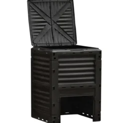 Online Trädgårdskompost - Kompostbehållare - 300 L Kapacitet - 48 Ventilationshål - 60,5×60,5×81,5 cm - Plast - Svart Kompostering