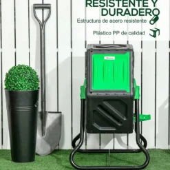 Discount Trädgårdskompost - Roterande komposttumlare - Dubbelkammare - 65 l - 60 x 49 x 77 cm - Svart Kompostering