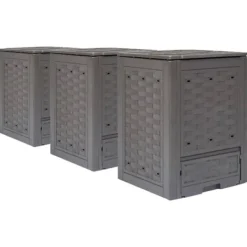 vidaXL Trädgårdskompost 3 st brun 60x60x83 cm 900 L plastrotting
