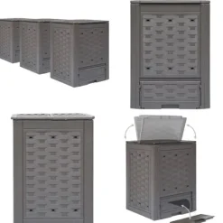 Trädgårdskompost 3 st brun 60x60x83 cm 900 L plastrotting - Trädgårdskompost - Trädgårdskomposter - Home & Living