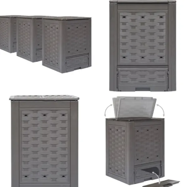 Trädgårdskompost 3 st brun 60x60x83 cm 900 L plastrotting - Trädgårdskompost - Trädgårdskomposter - Home & Living