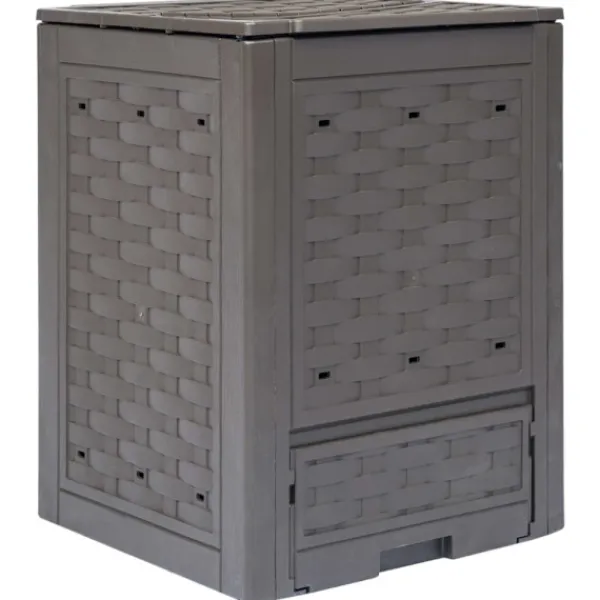 vidaXL Trädgårdskompost brun 60x60x83 cm 300 L plastrotting