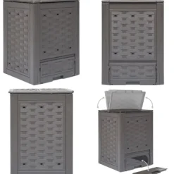 Trädgårdskompost brun 60x60x83 cm 300 L plastrotting - Trädgårdskompost - Trädgårdskomposter - Home & Living