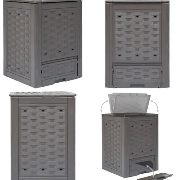 Trädgårdskompost brun 60x60x83 cm 300 L plastrotting - Trädgårdskompost - Trädgårdskomposter - Home & Living