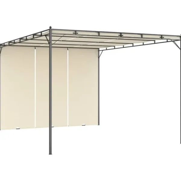 Sale Trädgårdspaviljong med draperier 4x3x2,25 m gräddvit Valvbågar, Spaljéer, Bersåer & Pergolor