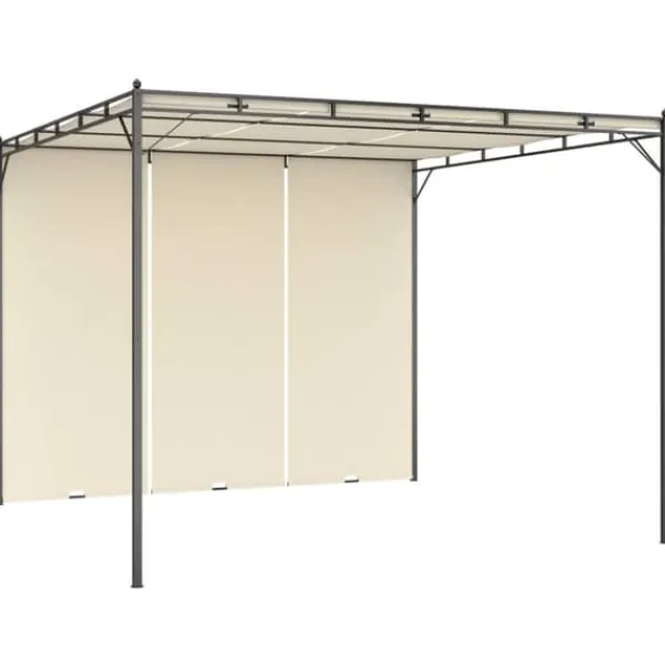Trädgårdspaviljong med draperier 3x3 m - Solskydd för utomhusbruk | Färg: Gräddvit | Storlek: 3x3x2,25 m