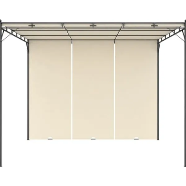 Trädgårdspaviljong med draperier 3x3 m - Solskydd för utomhusbruk | Färg: Gräddvit | Storlek: 3x3x2,25 m