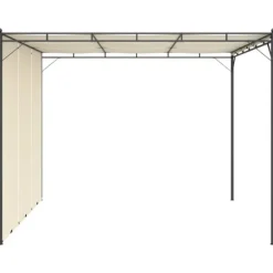 Trädgårdspaviljong med draperier 3x3 m - Solskydd för utomhusbruk | Färg: Gräddvit | Storlek: 3x3x2,25 m