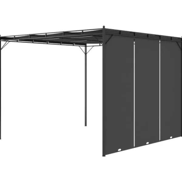 Trädgårdspaviljong med draperier 3x3x2,25 m antracit - Solskydd - Sol Skydd - Home & Living