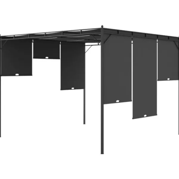 Trädgårdspaviljong med draperier 3x3x2,25 m antracit - Solskydd - Sol Skydd - Home & Living
