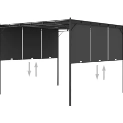 Trädgårdspaviljong med draperier 3x3x2,25 m antracit - Solskydd - Sol Skydd - Home & Living