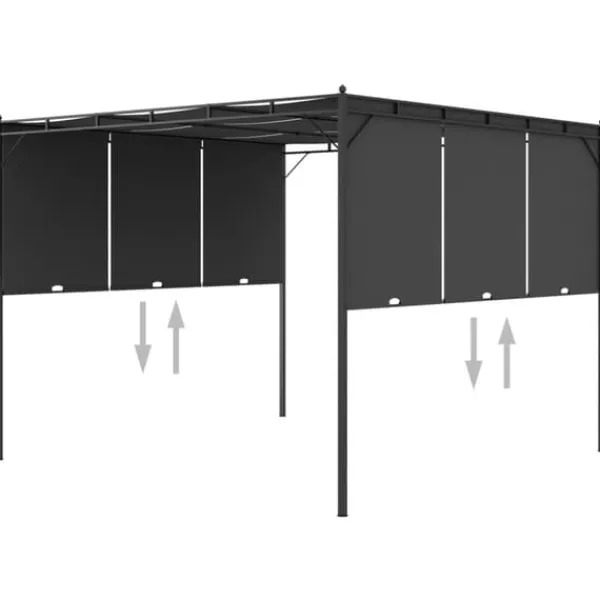 Trädgårdspaviljong med draperier 3x3x2,25 m antracit - Solskydd - Sol Skydd - Home & Living