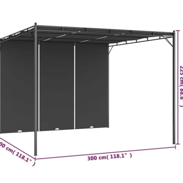 Trädgårdspaviljong med draperier 3x3x2,25 m antracit - Solskydd - Sol Skydd - Home & Living