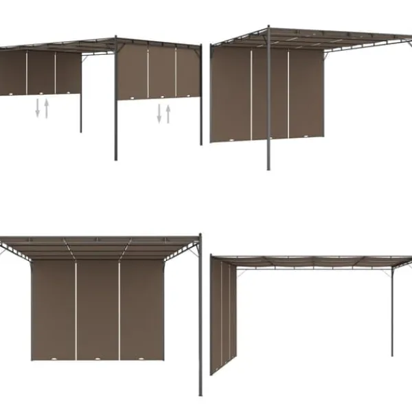 Trädgårdspaviljong med draperier 4x3x2,25 m taupe - Solskydd - Sol Skydd - Home & Living