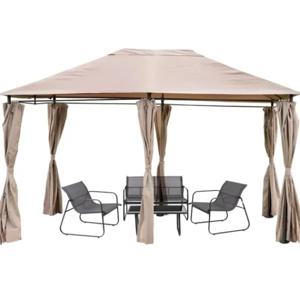 Clearance Trädgårdspaviljong 3x4m med sidoväggar och gardiner, vattentät, STRONG TENT Tält & Lusthus