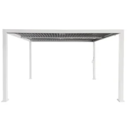 Best Trädgårdspergola 3x4 m med JUSTERBART ALUMINIUMTAK, vit, för TERRASS, stark Valvbågar, Spaljéer, Bersåer & Pergolor