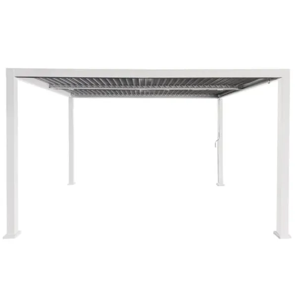Best Trädgårdspergola 3x4 m med JUSTERBART ALUMINIUMTAK, vit, för TERRASS, stark Valvbågar, Spaljéer, Bersåer & Pergolor