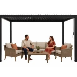 Online TRÄDGÅRDspergola 3x4m justerbart lamelltak ANTRACIT terrass ALUMINIUM Valvbågar, Spaljéer, Bersåer & Pergolor