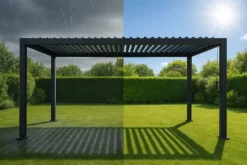 Online TRÄDGÅRDspergola 3x4m justerbart lamelltak ANTRACIT terrass ALUMINIUM Valvbågar, Spaljéer, Bersåer & Pergolor