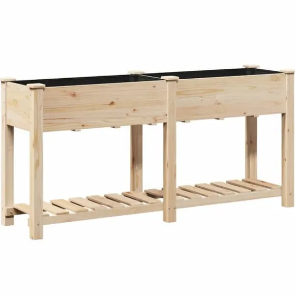 vidaXL Trädgårdsplanterare Beige 161 x 43 x 76.5 cm Massivt granträd
