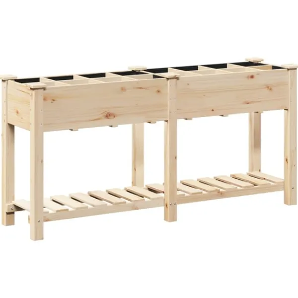 vidaXL Trädgårdsplanterare Beige 161,5 x 45 x 76,5 cm Massivt Furu