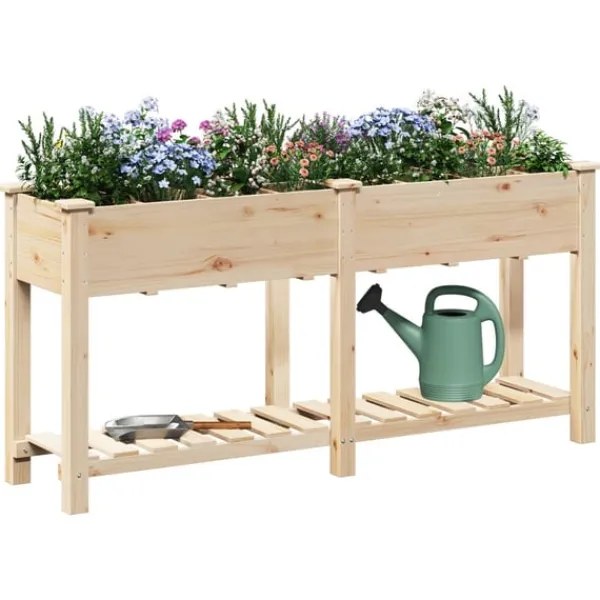 vidaXL Trädgårdsplanterare Beige 161,5 x 45 x 76,5 cm Massivt Furu
