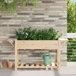 vidaXL Trädgårdsplanterare Beige 155 x 59 x 76,5 cm Massivt Furu