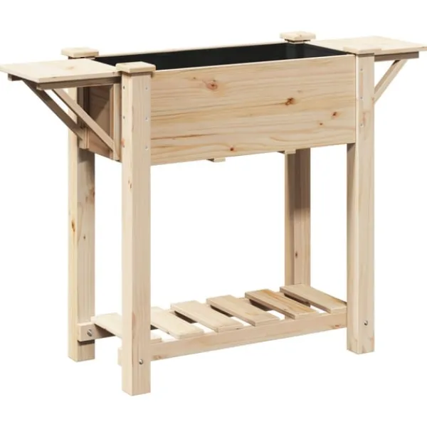 vidaXL Trädgårdsplanterare Beige 111 x 37 x 76,5 cm Massivt Furu