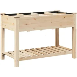 Discount Trädgårdsplanterare med galler i massivt trä | Storlek: 115x59x76 cm | Färg: Furu Planteringsbänkar