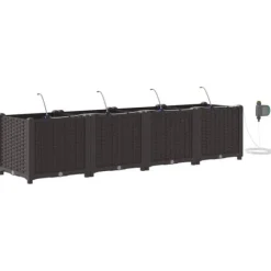 Online Trädgårdsplanterare med inbyggt bevattningssystem - Hållbar och stilren | Färg: Brun | Storlek: 160x40x37.5 cm Planteringsbänkar