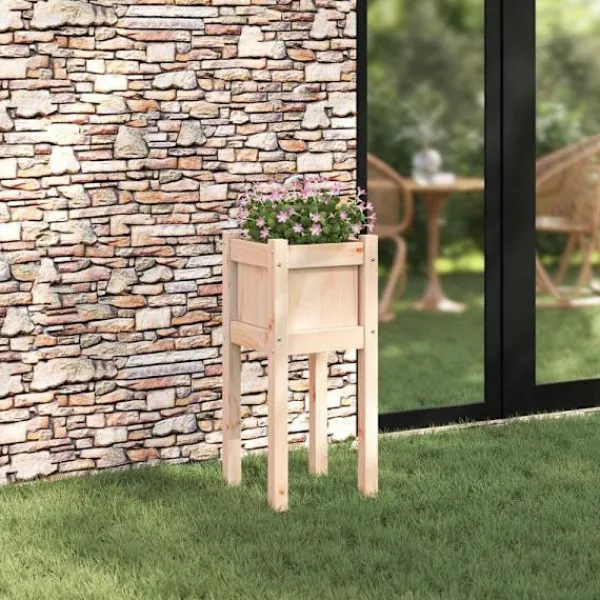 Clearance Trädgårdsplanterare Natur 31 x 31 x 70 cm Massiv furu Planteringsbänkar