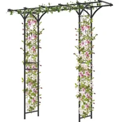 Discount Trädgårdsport, 6.5x1.7x6.8 ft, Svart Valvbågar, Spaljéer, Bersåer & Pergolor