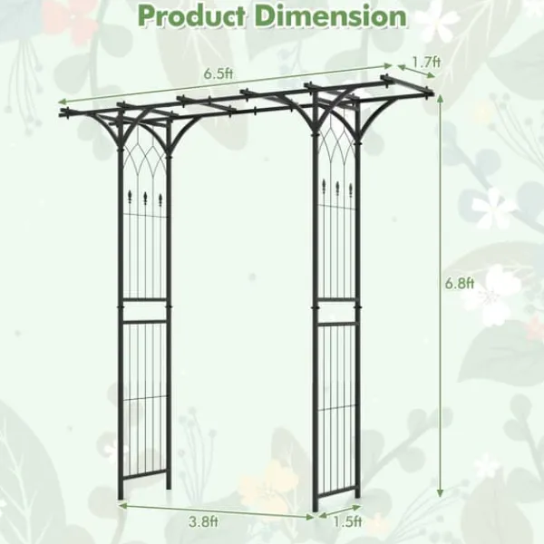 Discount Trädgårdsport, 6.5x1.7x6.8 ft, Svart Valvbågar, Spaljéer, Bersåer & Pergolor