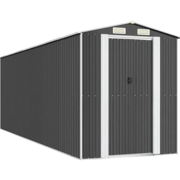 Best Trädgårdsskjul antracit 192x606x223 cm galvaniserat stål Skjul, Garage & Carports