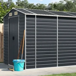 vidaXL Trädgårdsskjul antracit 191x980x198 cm galvaniserat stål