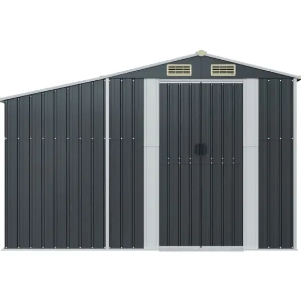 Clearance Trädgårdsskjul antracit 277x93x179 cm galvaniserat stål Skjul, Garage & Carports