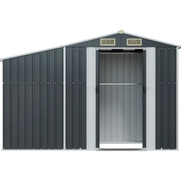 Clearance Trädgårdsskjul antracit 277x93x179 cm galvaniserat stål Skjul, Garage & Carports
