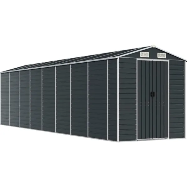 vidaXL Trädgårdsskjul antracit 191x725x198 cm galvaniserat stål