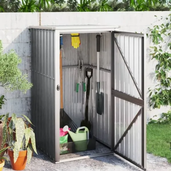 Sale Trädgårdsskjul av galvaniserat stål - Förvaring för redskap | Färg: Grå | Storlek: 88x89x161 cm Skjul, Garage & Carports