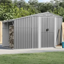 Sale Trädgårdsskjul av galvaniserat stål | Färg: Grå | Storlek: 277x192,5x179 cm Skjul, Garage & Carports