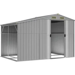 Sale Trädgårdsskjul av galvaniserat stål | Färg: Grå | Storlek: 277x192,5x179 cm Skjul, Garage & Carports