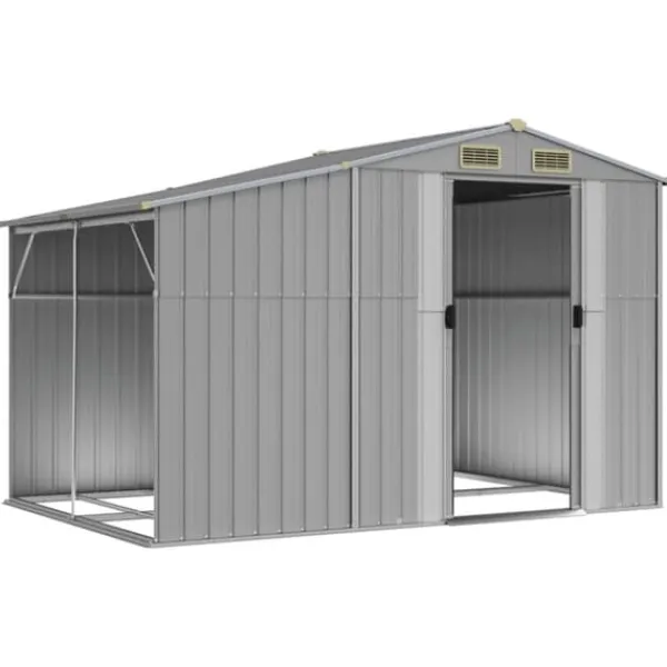 Sale Trädgårdsskjul av galvaniserat stål | Färg: Grå | Storlek: 277x192,5x179 cm Skjul, Garage & Carports