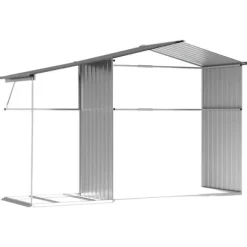 Sale Trädgårdsskjul av galvaniserat stål | Färg: Grå | Storlek: 277x192,5x179 cm Skjul, Garage & Carports