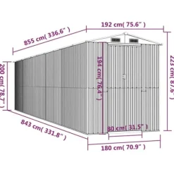 Trädgårdsskjul av galvaniserat stål - Rymligt för utomhusförvaring | Färg: Grön | Storlek: 192x85x223 cm