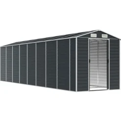 Outlet Trädgårdsskjul av galvaniserat stål - Hållbart och rymligt | Färg: Antracit | Storlek: 191x725x198 cm Skjul, Garage & Carports