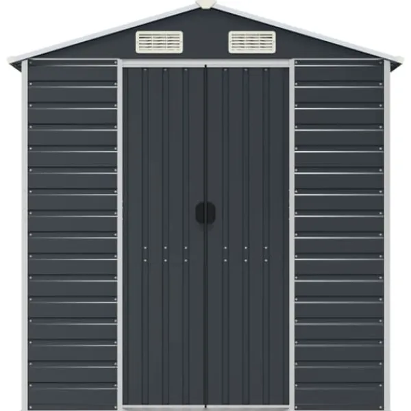 Outlet Trädgårdsskjul av galvaniserat stål - Hållbart och rymligt | Färg: Antracit | Storlek: 191x725x198 cm Skjul, Garage & Carports