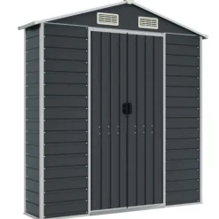 Outlet Trädgårdsskjul av galvaniserat stål - Hållbart och rymligt | Färg: Antracit | Storlek: 191x725x198 cm Skjul, Garage & Carports