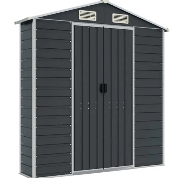 Outlet Trädgårdsskjul av galvaniserat stål - Hållbart och rymligt | Färg: Antracit | Storlek: 191x725x198 cm Skjul, Garage & Carports